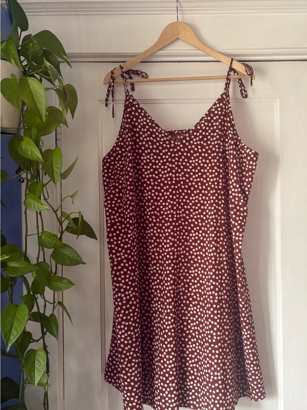 SHEIN Curve Women’s Tie-Shoulder Floral Slip Dress - Brown